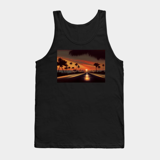 In To The Sunset On The Road To Fantasy Island / Abstract And Surreal Unwind Art Tank Top by Unwind-Art-Work